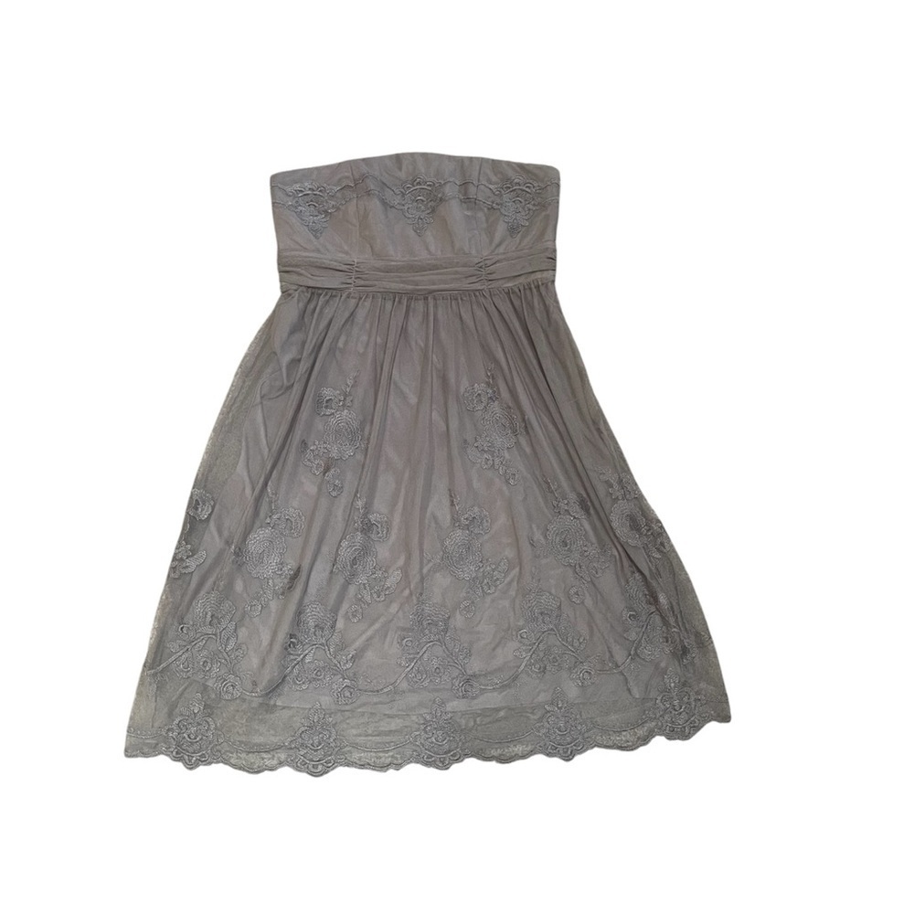 Esprit Strapless Dress Lace Embroidery Mesh Light Brown Fairy Boho S/M Y2k